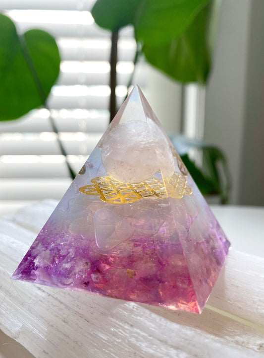 Rose Quartz + Opal Crystal Pyramid